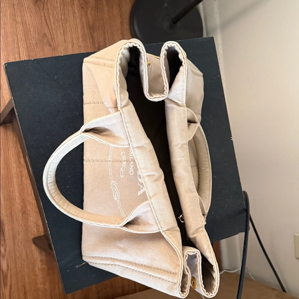 Prada Tan Canvas Tote Bag - Picture 2 of 6